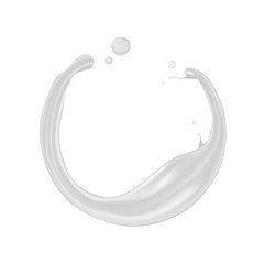 Wall Mural - Abstract Round Milk Ring Splash On White