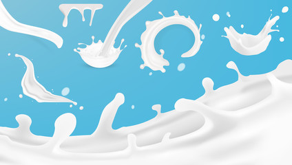 Wall Mural - Realistic Clear Milk Splash Template For Advertising