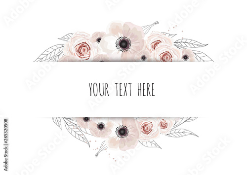 floral banner isolated on white background. wedding invitation, posters, save...