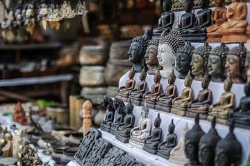 buddha head at local souvenirs shop in Bagan historical area, Myanmar