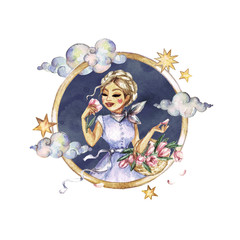 Wall Mural - virgo - zodiac symbol. watercolor illustration.