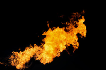 Poster - fire burning in the air , isolated with black background