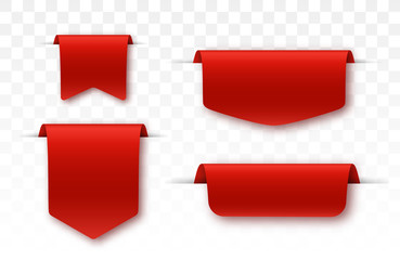 blank labels. offer tag. red colored promo ribbons