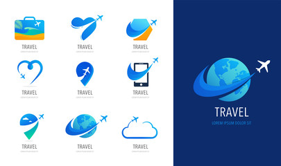 travel, tourism agency logo design, icons and symbols