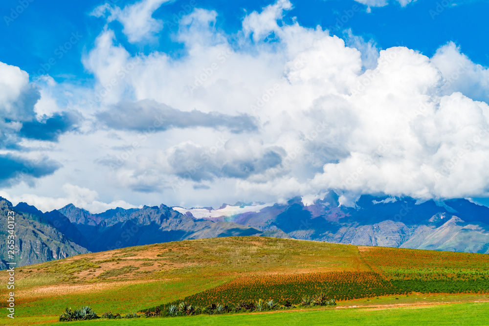 View of the sacred valley of the Incas near Cusco