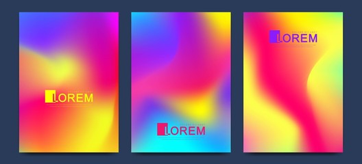 Poster - Creative vector template for brochure, leaflet, flyer, cover, catalog, banner, card. Abstract fluid gradient shapes vector trendy liquid colors backgrounds set. Grid texture vector illustration.