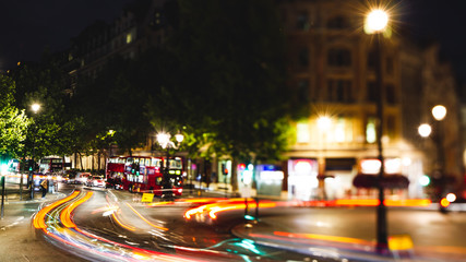 busy traffic at night