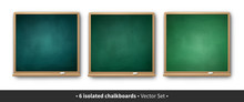Vector Illustration Set Of Green Square Chalkboards