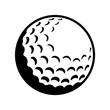 Vector Golf Ball - Black and White Close-up Icon