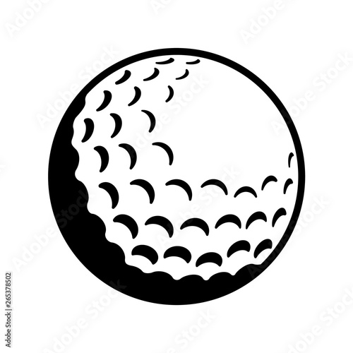 Cuadros en Lienzo Vector Golf Ball - Black and White Close-up Icon