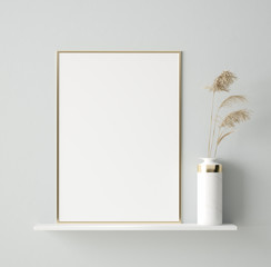 Mock up poster in interior background, Scandinavian style, 3D render	