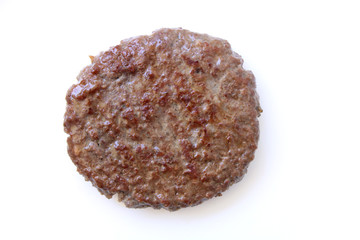 Hamburger meat grilled, on white background