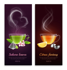 Wall Mural - Green And Black Tea Banners 