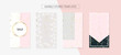 © graficanto - Stories Template Cool SMM Vector Layout. Social Media Blogger Cards Set. Textured Apps Design Pack. Minimal App Kit, Pink White Gold Rich VIP Geometric Marble Patterns. Stories Template VIP Layout.