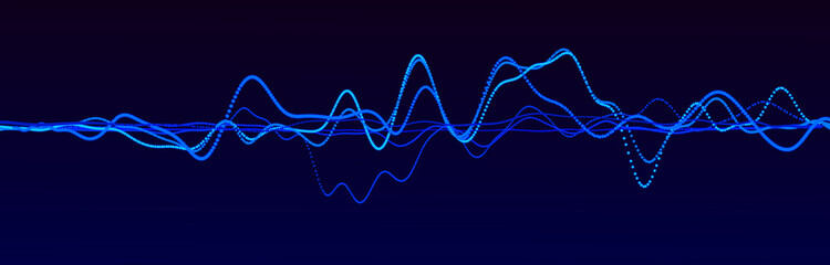 Poster - sound wave element. abstract blue digital equalizer. big data visualization. dynamic light flow. 3d 