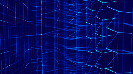 Poster - blockchain technology concept. big data visualization. 3d illustration. distributed register technol