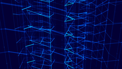 Poster - blockchain technology concept. big data visualization. 3d illustration. distributed register technol