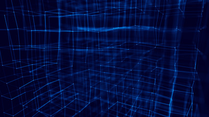 Poster - blockchain technology concept. big data visualization. 3d illustration. distributed register technol