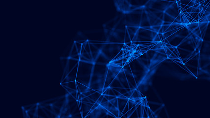Poster - Big data visualization. Science background. Big data complex with compounds. Lines plexus