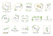 Premium Floral Logo Templates For Wedding,logo,banner,badge,printing,product,package.vector Illustration