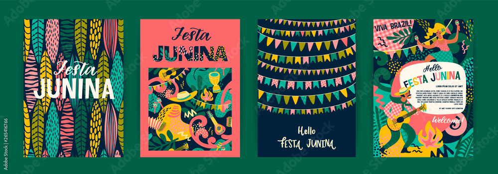 Latin American holiday, the June party of Brazil. Festa Junina. - obrazy, fototapety, plakaty 