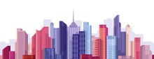 Cityscape. City Landscape. Buildings Panorama. Simple Modern Cartoon Design. Realistic Silhouette. Urban View With Skyscrapers. Beautiful Colorful Template. Flat Style Vector Illustration.