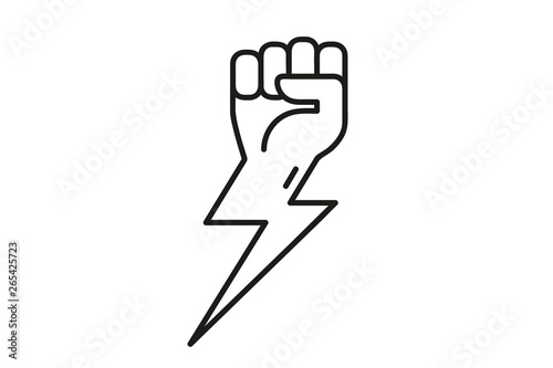 Fist And Lightning Icon Symbol Of Unity Revolution Protest