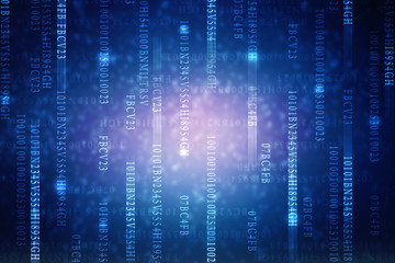 2d illustration abstract digital binary data on computer screen