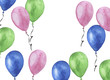 Postcard Birthday watercolor design congratulation invitation design Balloons Gift 