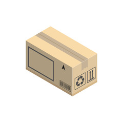 Cardboard corrugated box. Concept for cargo shipping. Isometric vector illustration isolated on white background.