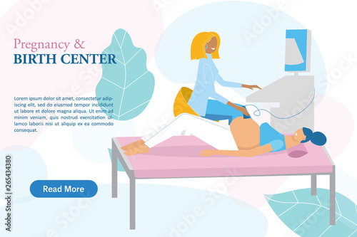 Pregnant Woman In The Maternity Hospital Having Sonogram Vector