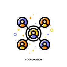 Team Coordination Icon For Concept Of Participation In A Group. Flat Filled Outline Style. Pixel Perfect 64x64. Editable Stroke