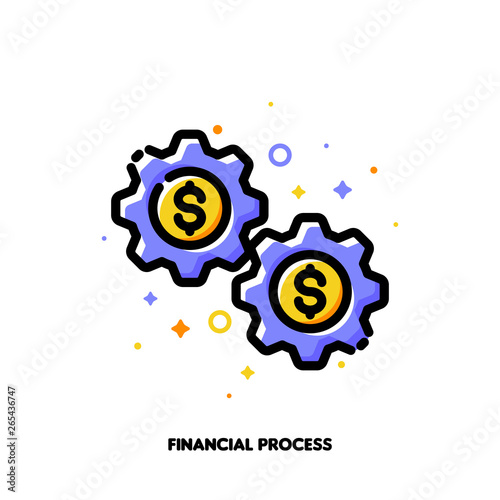 Icon Of Gear Wheels With Dollar Sign For Financial Process - 