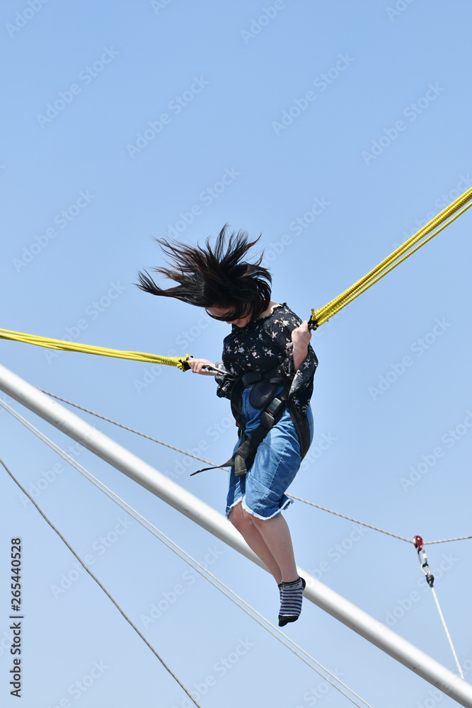 バンジートランポリン Stock Photo