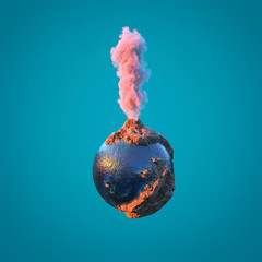 Wall Mural - volcanic eruption on a small planet
