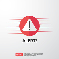 Wall Mural - attention warning attacker alert sign with exclamation mark. beware alertness of internet danger symbol. shield line icon for VPN. Technology cyber security protection concept. vector illustration