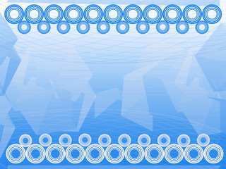 Aufkleber - Light blue circles connected in a row stand up in front of an light blue net and white circles connected in line are located in front of the white net.Geometric shapes between networks