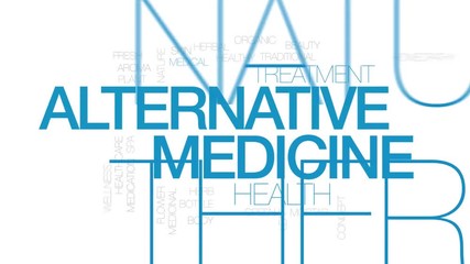 Poster - Alternative medicine animated word cloud. Kinetic typography.