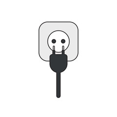 Poster - Vector icon concept of plug with cable and outlet. Black outlines and colored.