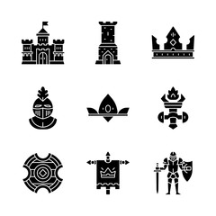 Wall Mural - Medieval glyph icons set