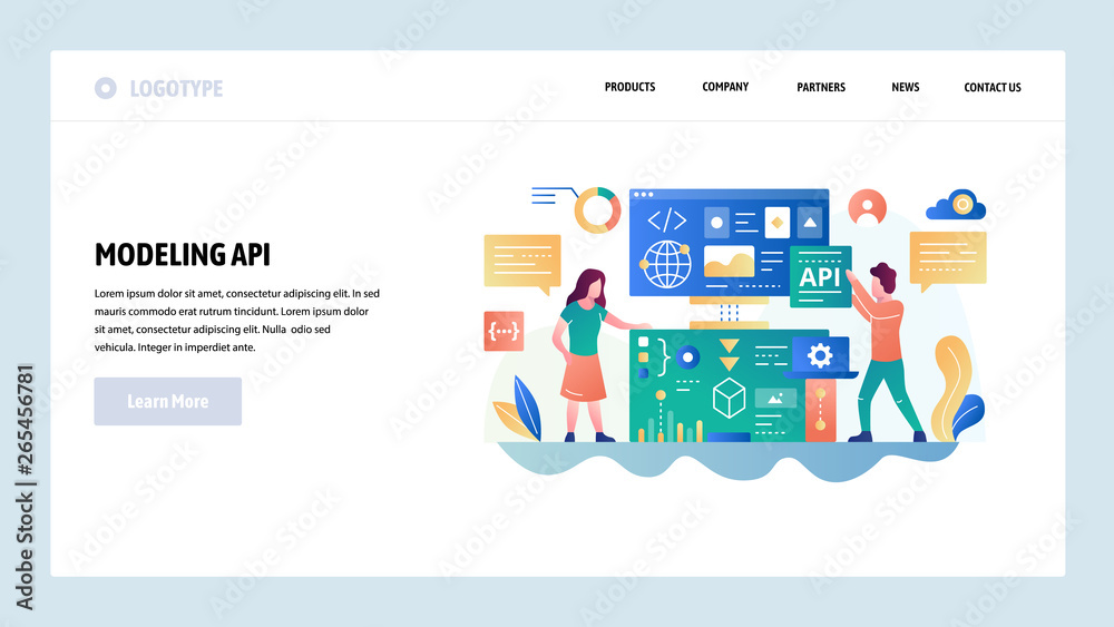 Vector web site design template. API technology and software ...