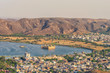 Jaipur cityscape with the view of the Jal Mahal monument, Rajasthan, India.
