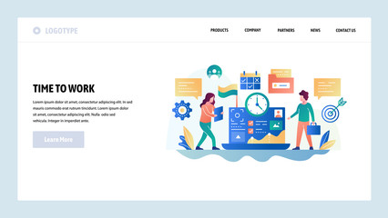 Aufkleber - Vector web site design template. Business development, office teamwork, project deadline. Landing page concepts for website and mobile development. Modern flat illustration