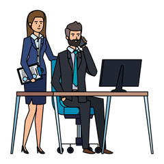 Wall Mural - business couple in the workplace