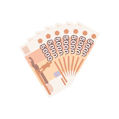 Wall Mural - Fan of 5000 rubles banknotes. Money currency, finance pay salary vector illustration