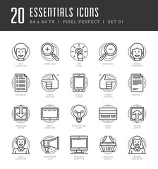 Poster - Flat line icons set. Trendy Modern thin linear stroke vector icons