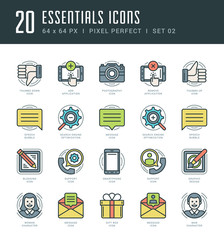 Poster - Flat line icons set. Trendy Modern thin linear stroke vector Essentials Objects concept