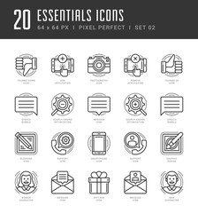 Poster - Flat line icons set. Trendy Modern thin linear stroke vector Essentials Objects concept