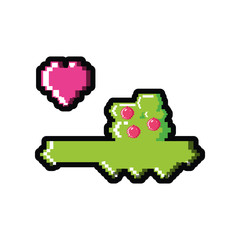 Poster - video game pixelated bush with heart