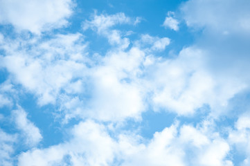 White heap clouds in the blue sky